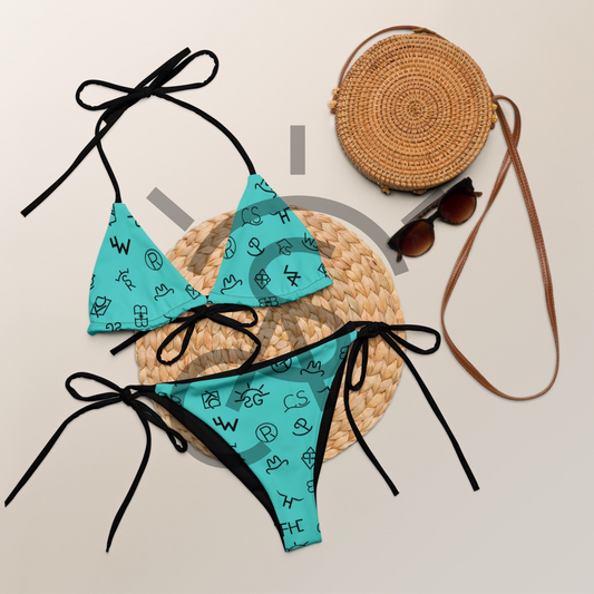 Turquoise Branded 2-Piece Bikini Set