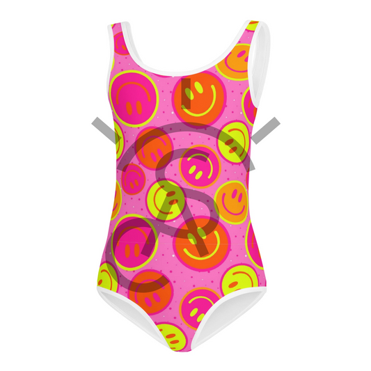Neon Smiley Kids Swimsuit